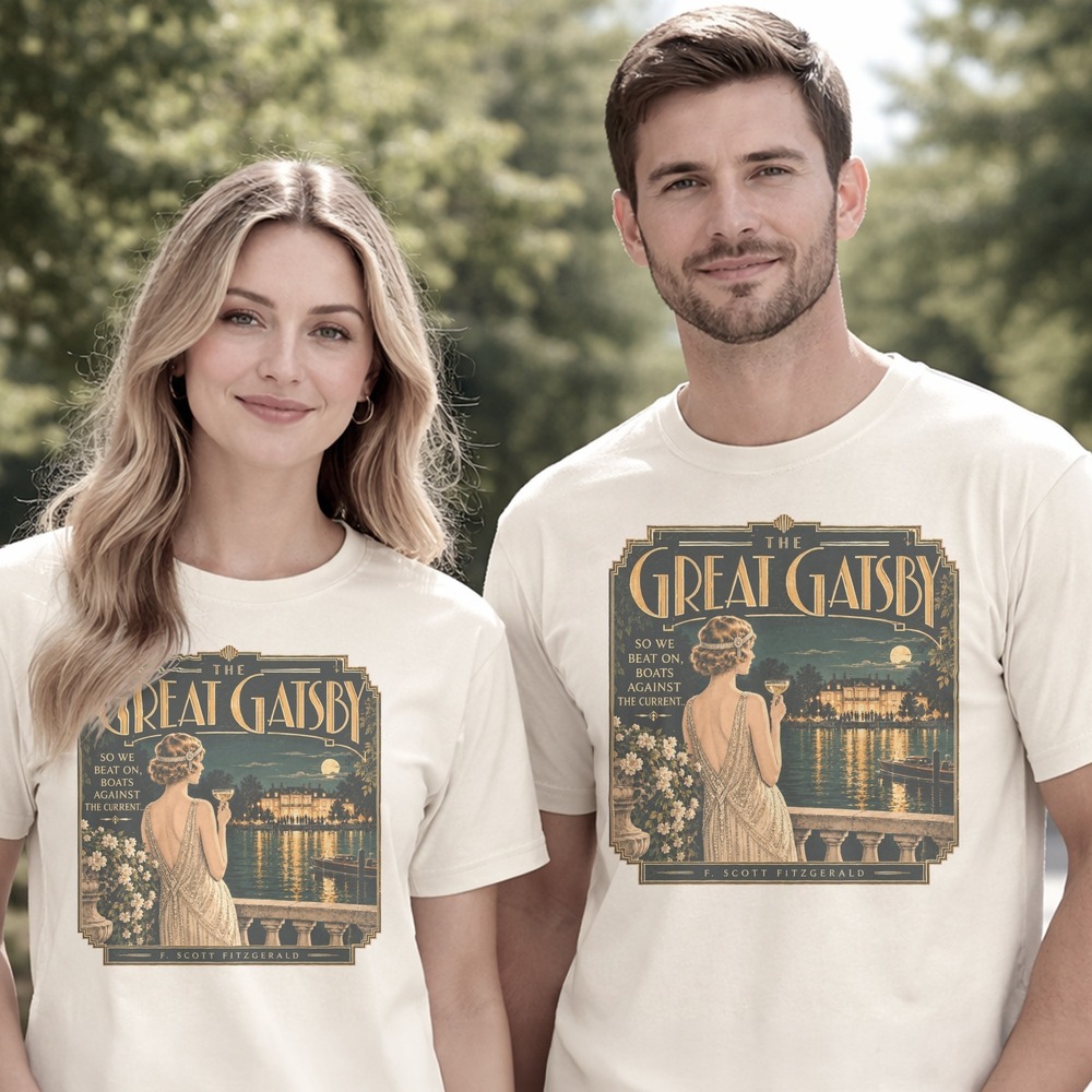 The Great Gatsby Flapper Gazing Across the Water Art Deco Tee